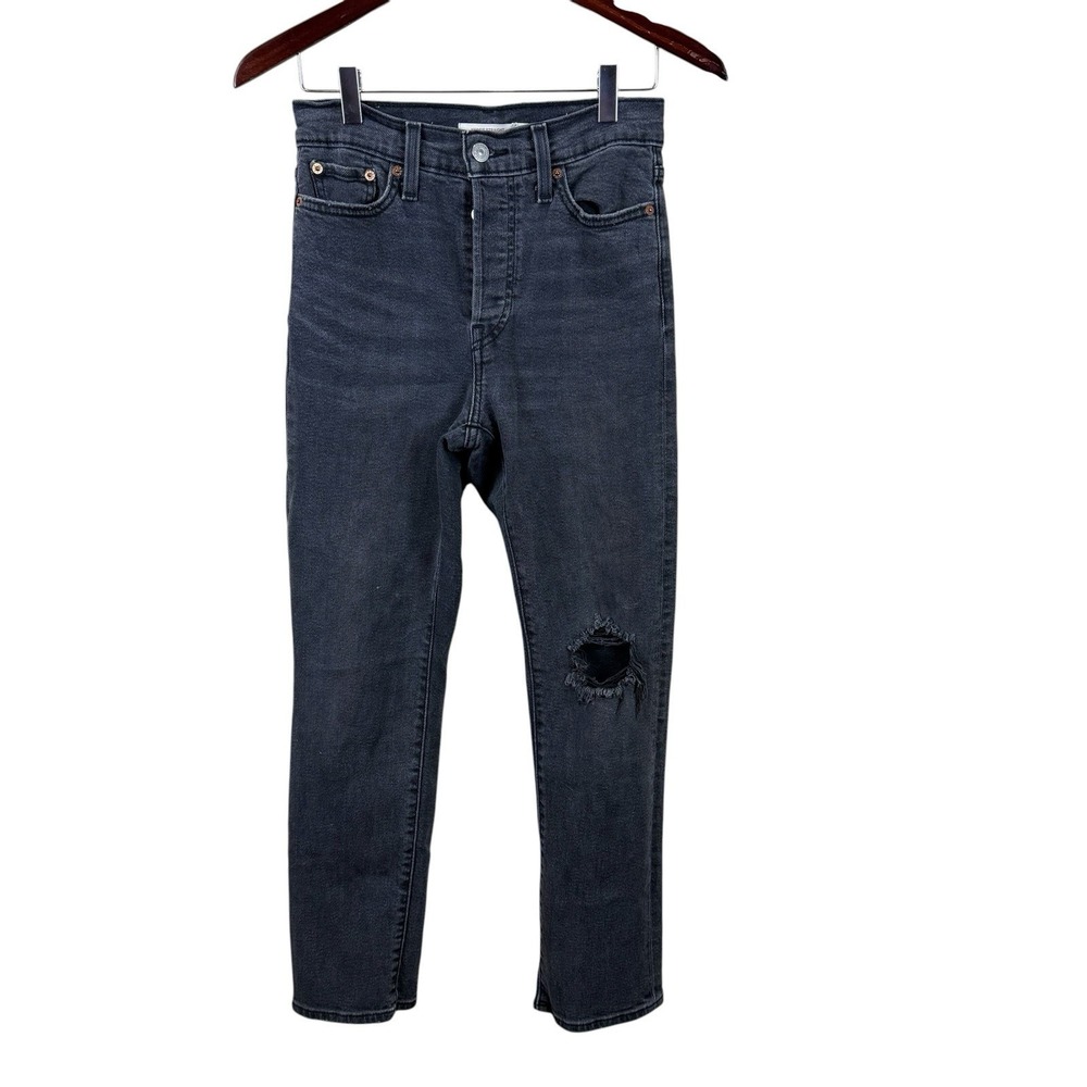 Levi's 5 Button Fly Wedgie Straight Gray/Black Denim Jeans | Size 26